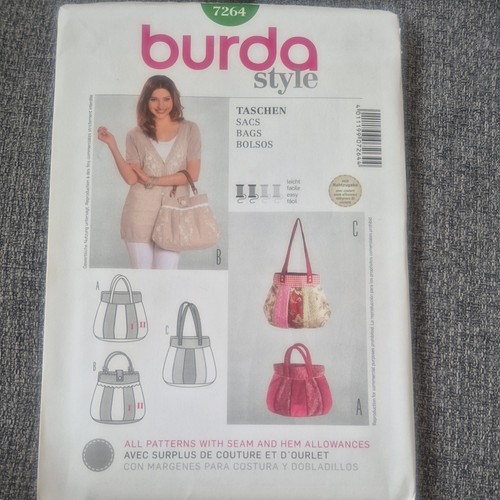 Burda 7264 patchwork handbags - patchwork,