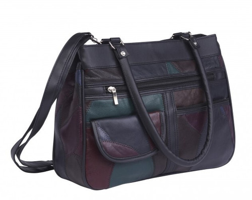 Patchwork leather twin handle - leather,