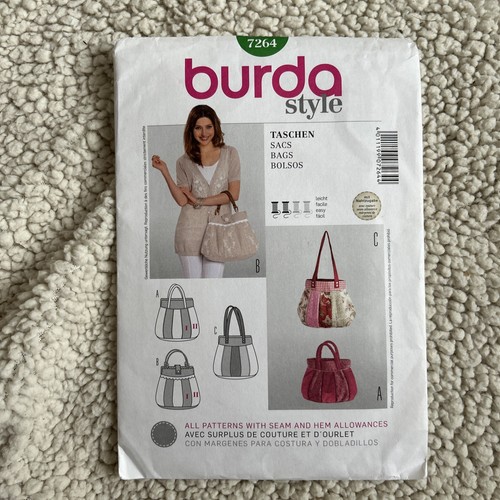 Burda 7264 patchwork handbags - patchwork,